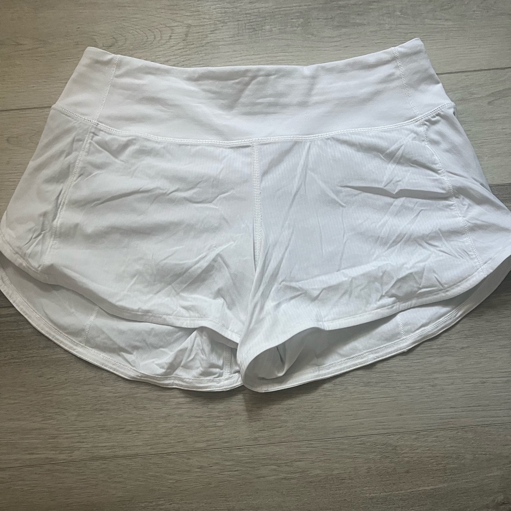 Lululemon white speed up shorts